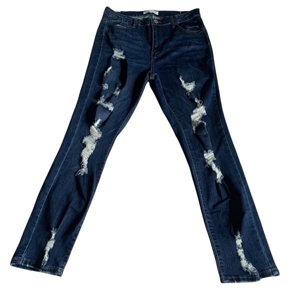 Women’s Almost Famous Ripped Skinny Jeans Ankle - Picture 4 of 13